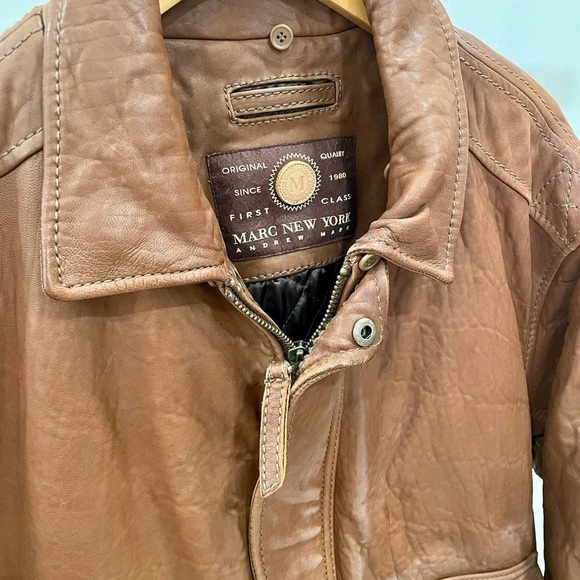 ✨SOLD✨ Vintage Leather Aviator Bomber Flight Jacket Coat in Cognac Brown - Picture 5 of 8